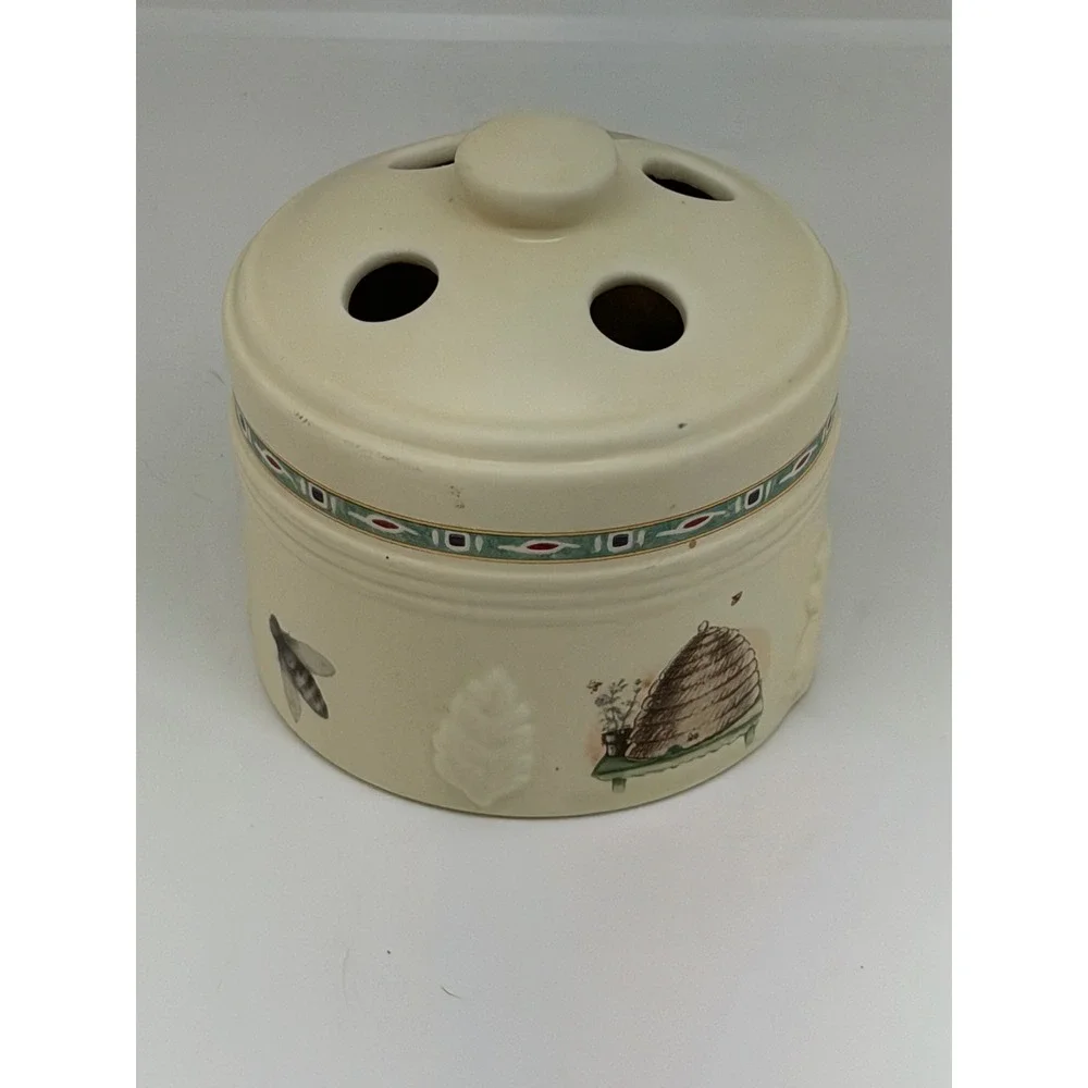 Pfaltzgraff Toothbrush Holder Tan Naturewood Beehive Garden Stoneware Accessory